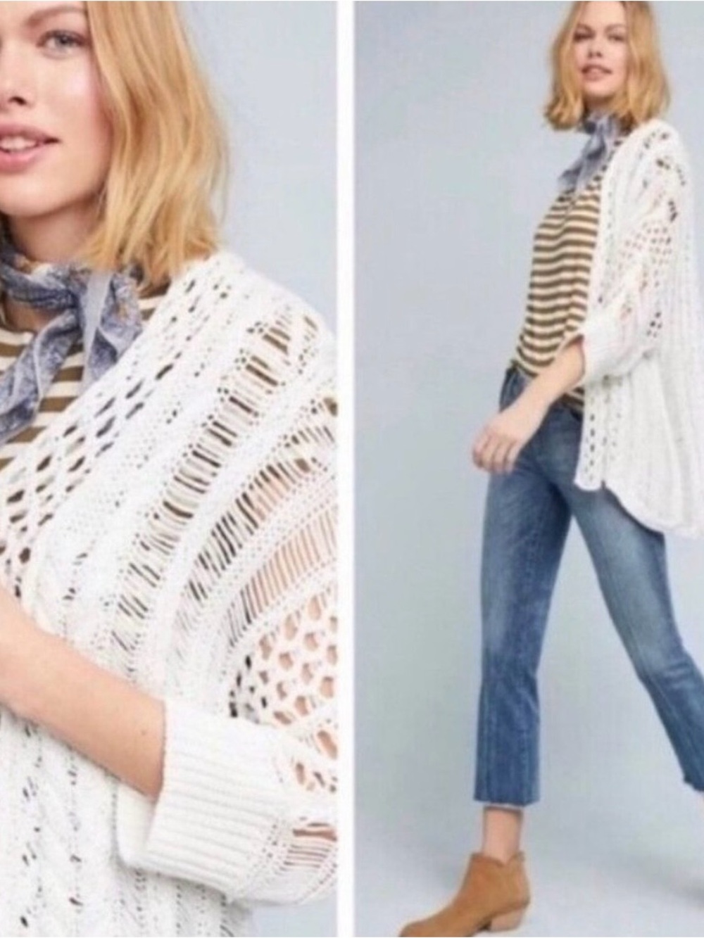 Moth ~ Anthropologie Dolman  Open-Knit White Cotton Cardigan